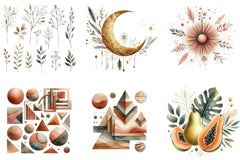 Modern Abstract Boho Art Clipart Bundle - CraftNest - Digital Crafting and Art