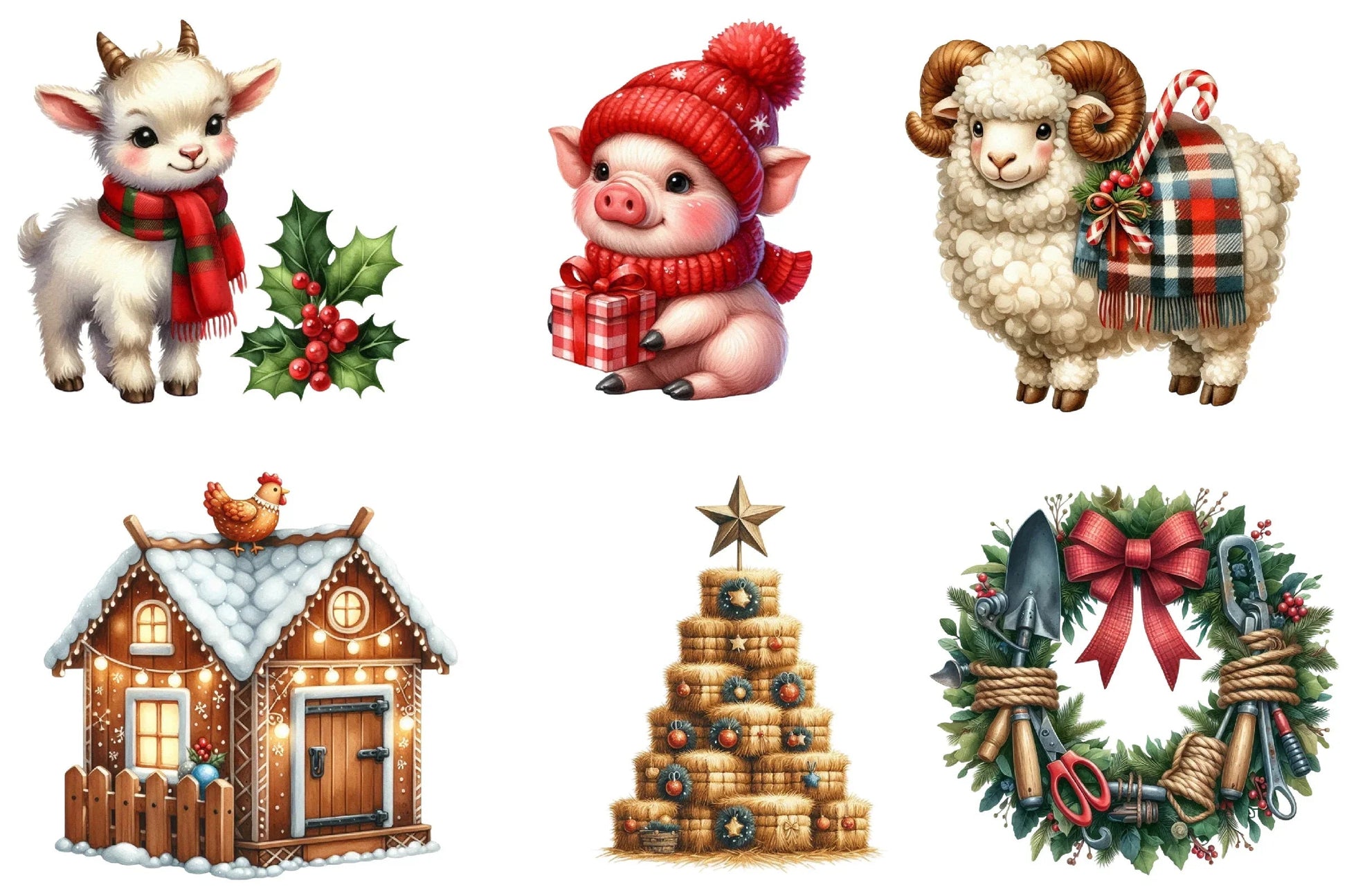 Cozy Farm Christmas Clipart Bundle - CraftNest - Digital Crafting and Art