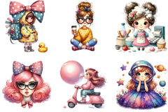 Quirky Girl Clipart Bundle - CraftNest - Digital Crafting and Art