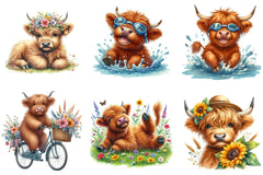Summer Highland Cow Clipart Bundle - CraftNest - Digital Crafting and Art