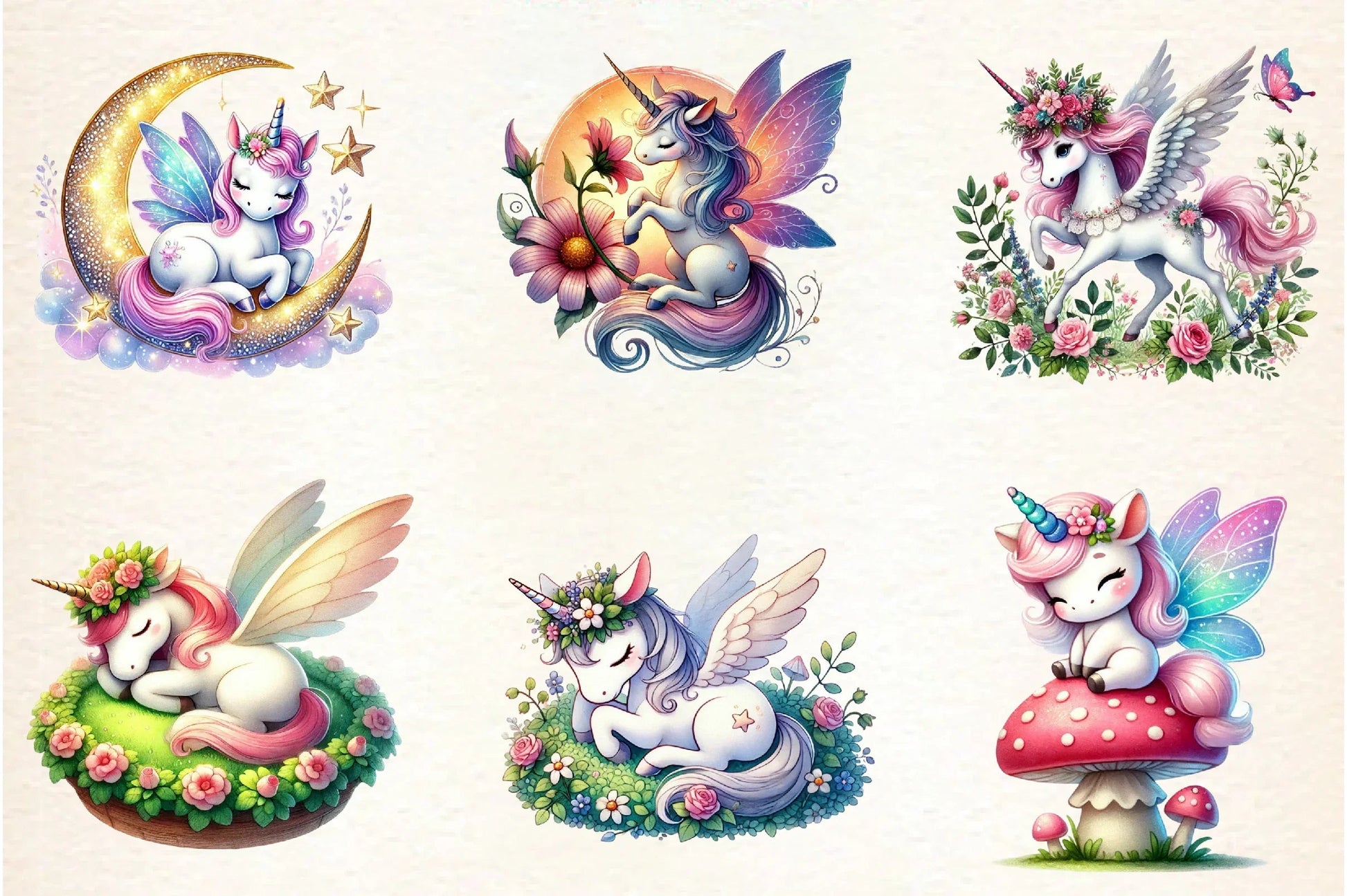 Cute Fairy Unicorn Clipart Bundle - CraftNest - Digital Crafting and Art