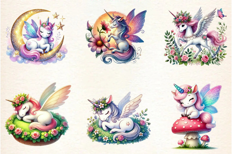 Cute Fairy Unicorn Clipart Bundle - CraftNest - Digital Crafting and Art