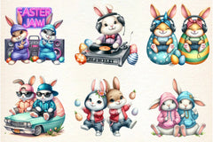 Hip Hop Couple Bunny Easter Clipart Bundle - CraftNest - Digital Crafting and Art