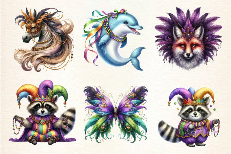 Mardi Gras Animal Clipart Bundle - CraftNest - Digital Crafting and Art
