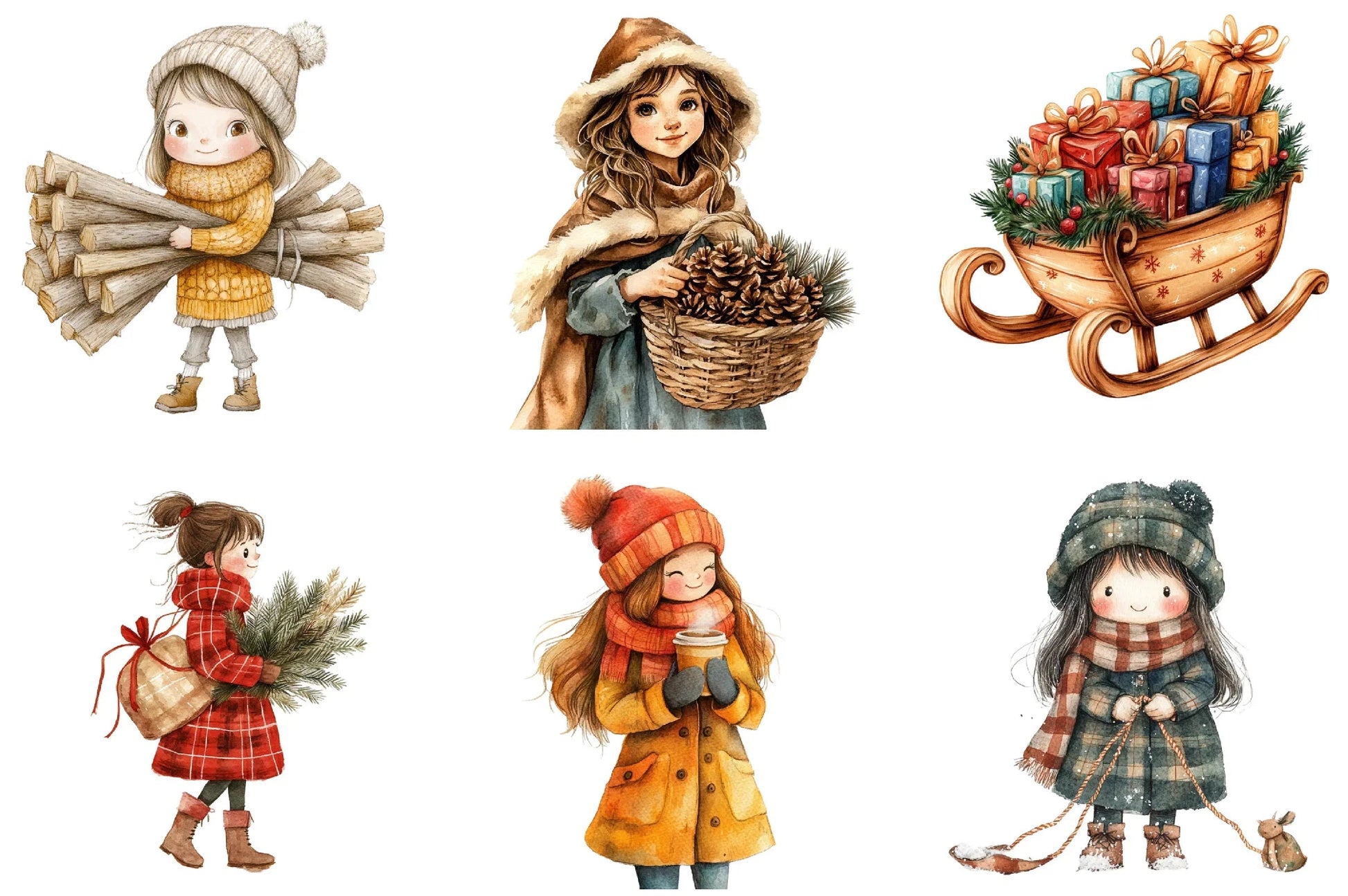 Winter Cottage Girl Clipart Bundle - CraftNest - Digital Crafting and Art