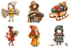 Winter Cottage Girl Clipart Bundle - CraftNest - Digital Crafting and Art