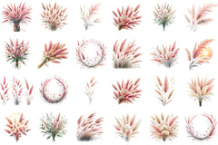 Pink Summer Grass Clipart Bundle - CraftNest - Digital Crafting and Art