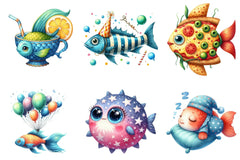 Quirky Whimsical Fishes Clipart Bundle - CraftNest - Digital Crafting and Art