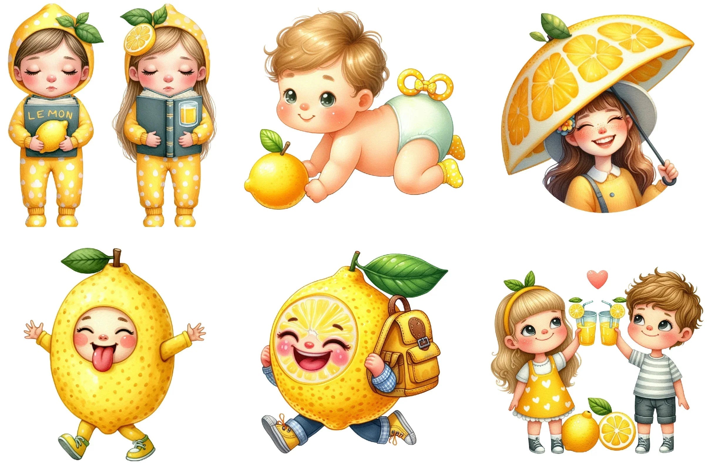 Lemon Kid Clipart Bundle - CraftNest - Digital Crafting and Art