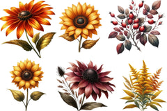 Autumn Wildflowers Clipart Bundle - CraftNest - Digital Crafting and Art