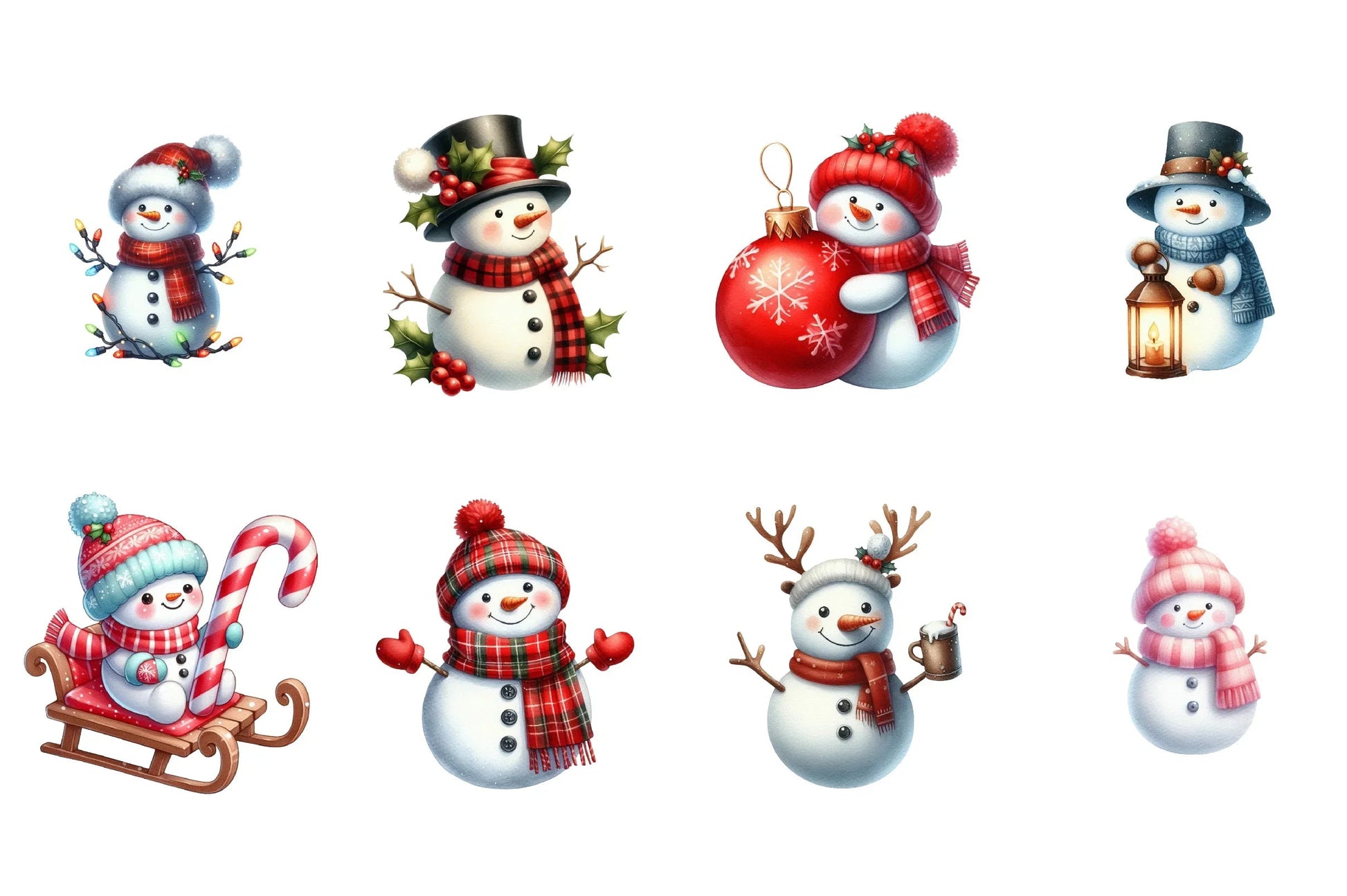 Cute Christmas Snowman Clipart Bundle - CraftNest - Digital Crafting and Art