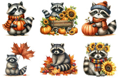 Autumn Raccoons Clipart Bundle - CraftNest - Digital Crafting and Art