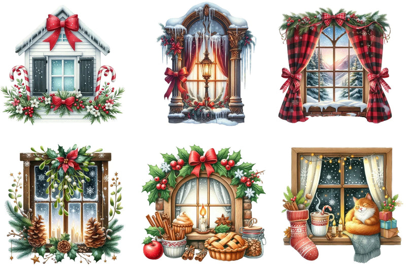 Christmas Cozy Window Clipart Bundle - CraftNest - Digital Crafting and Art