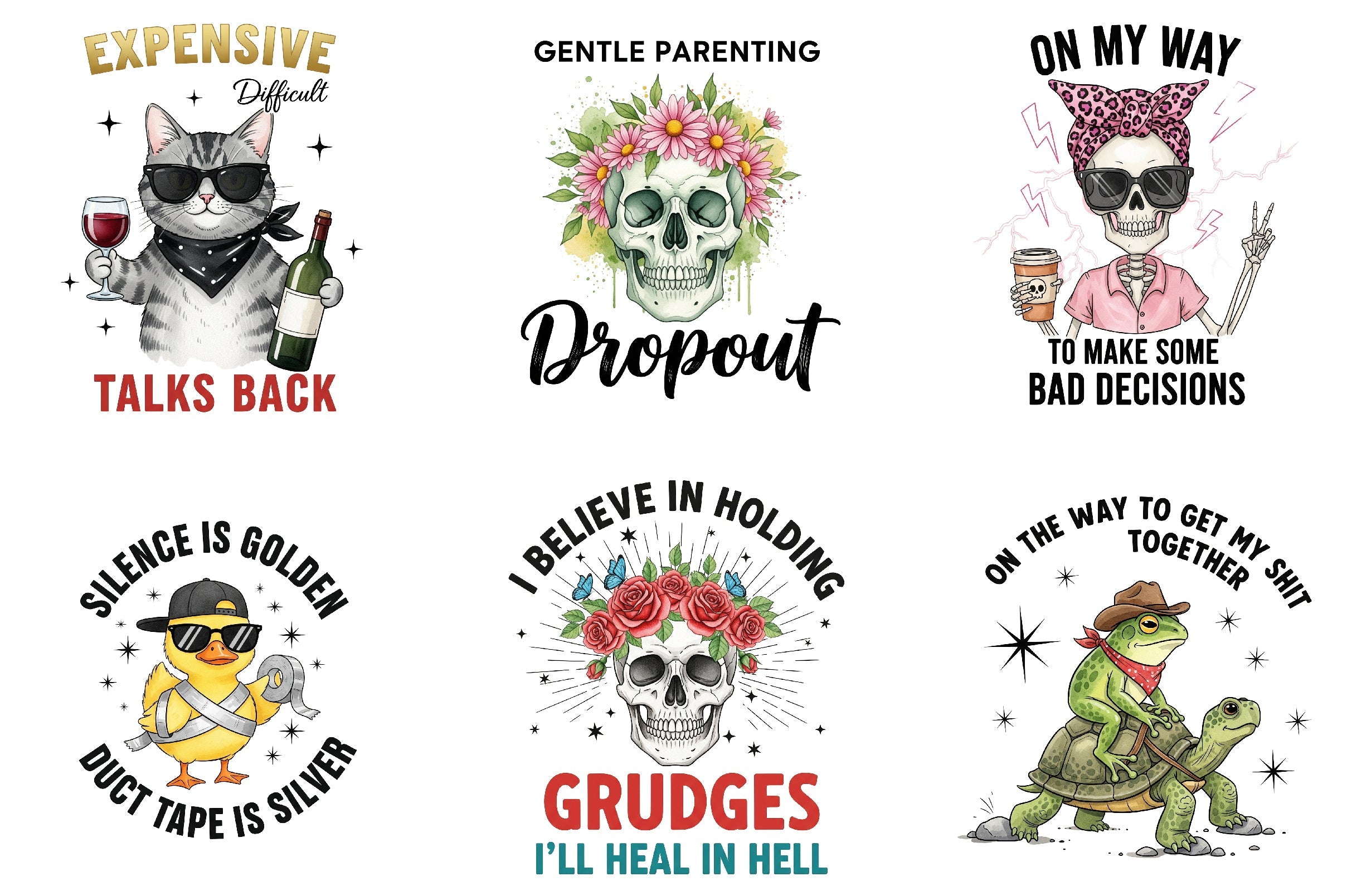 Funny Sarcastic Quotes Clipart Bundle