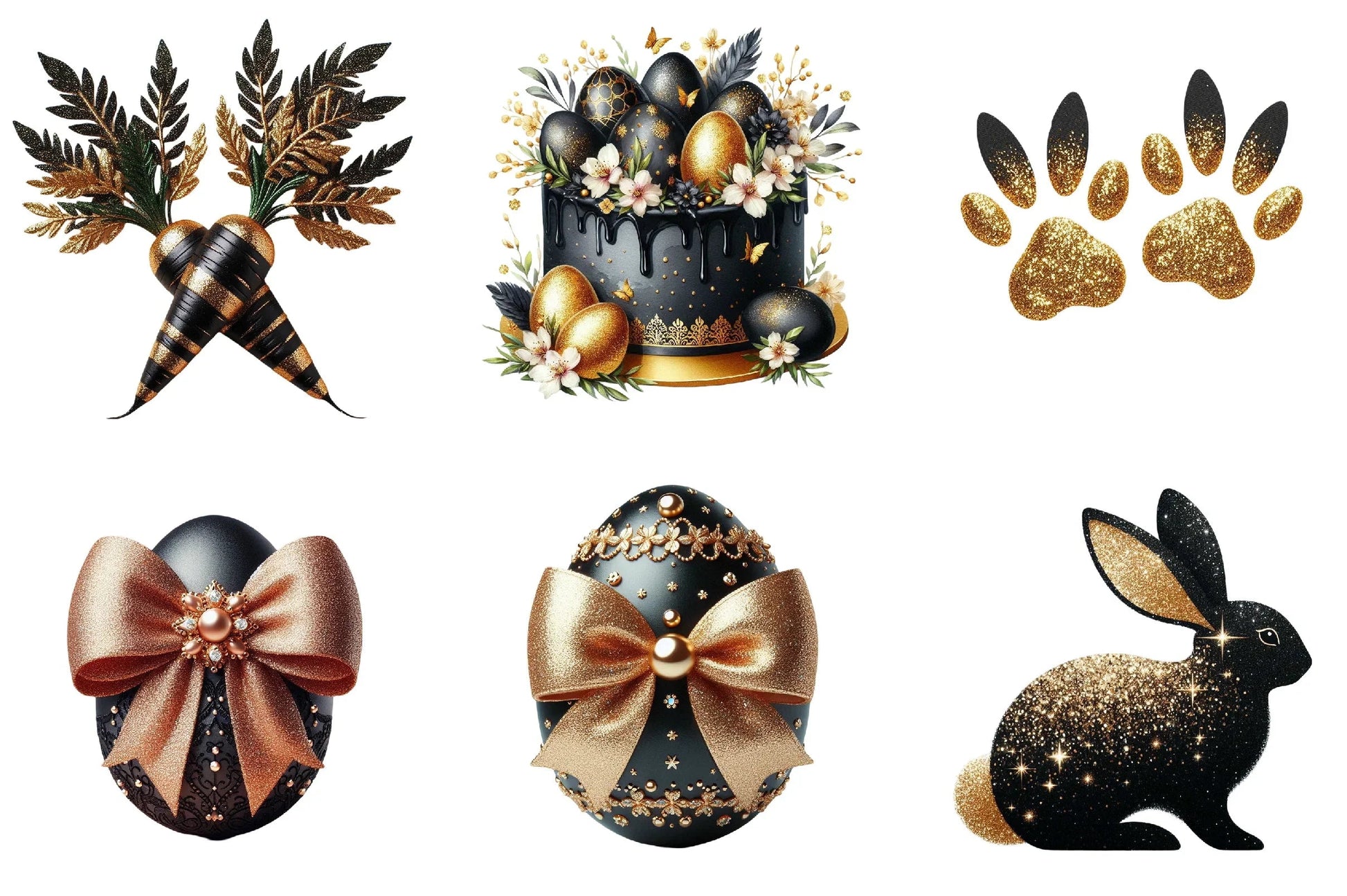 Glitter Luxury Black Easter Clipart Bundle - CraftNest - Digital Crafting and Art