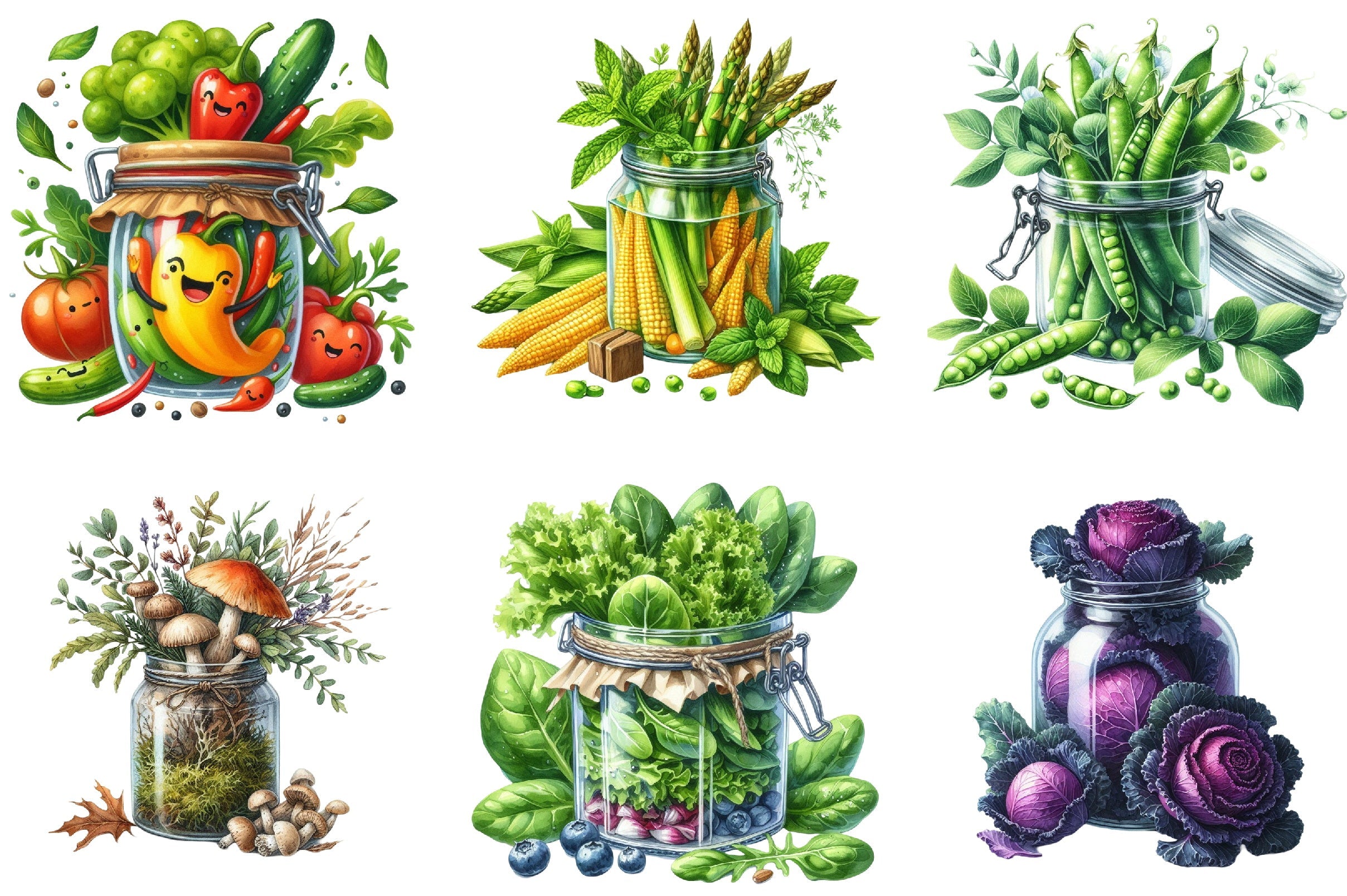 Vegetables Jarful Joy Clipart Bundle