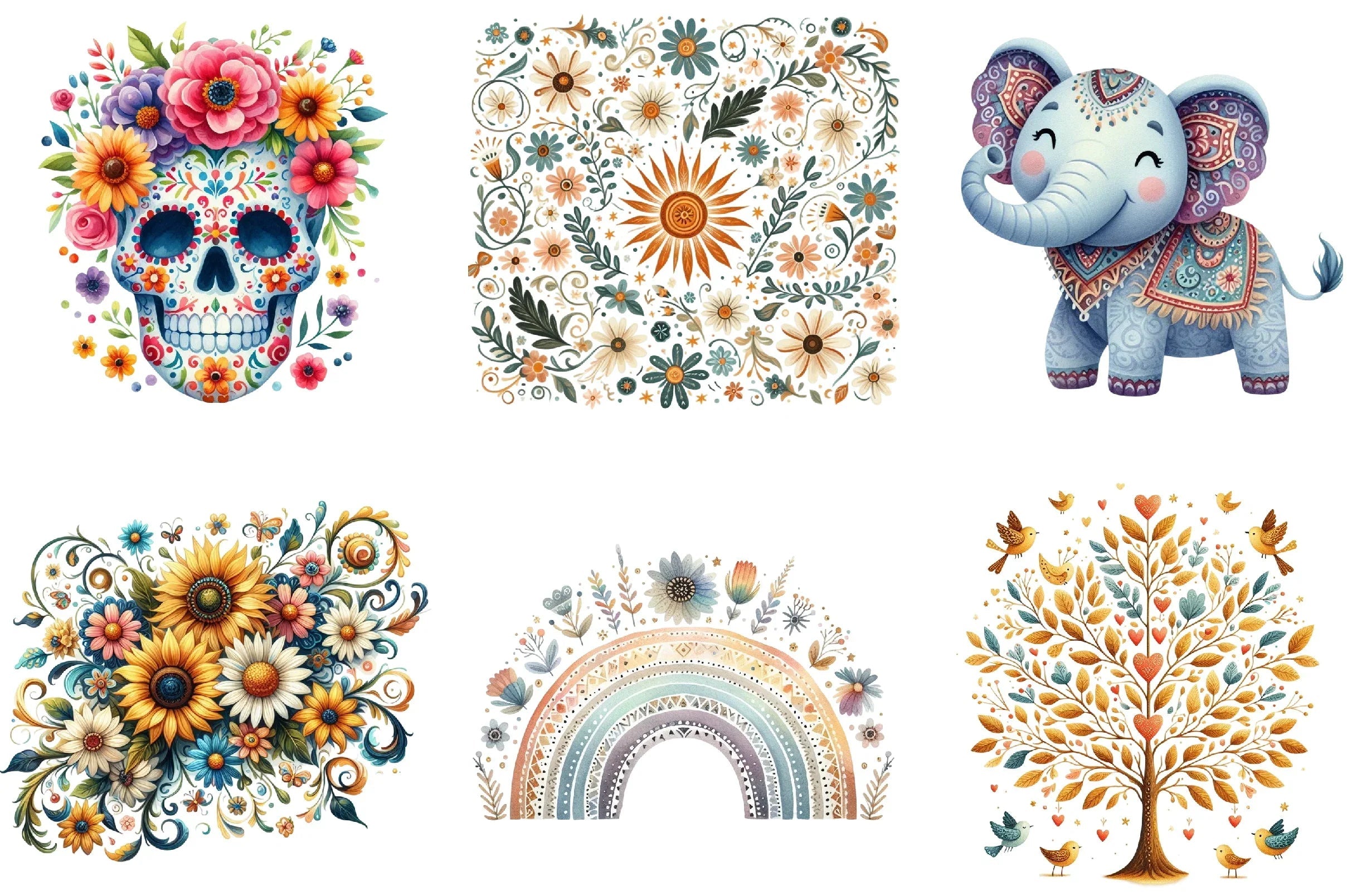 Happy Summer Folk Art Clipart Collection - CraftNest - Digital Crafting and Art