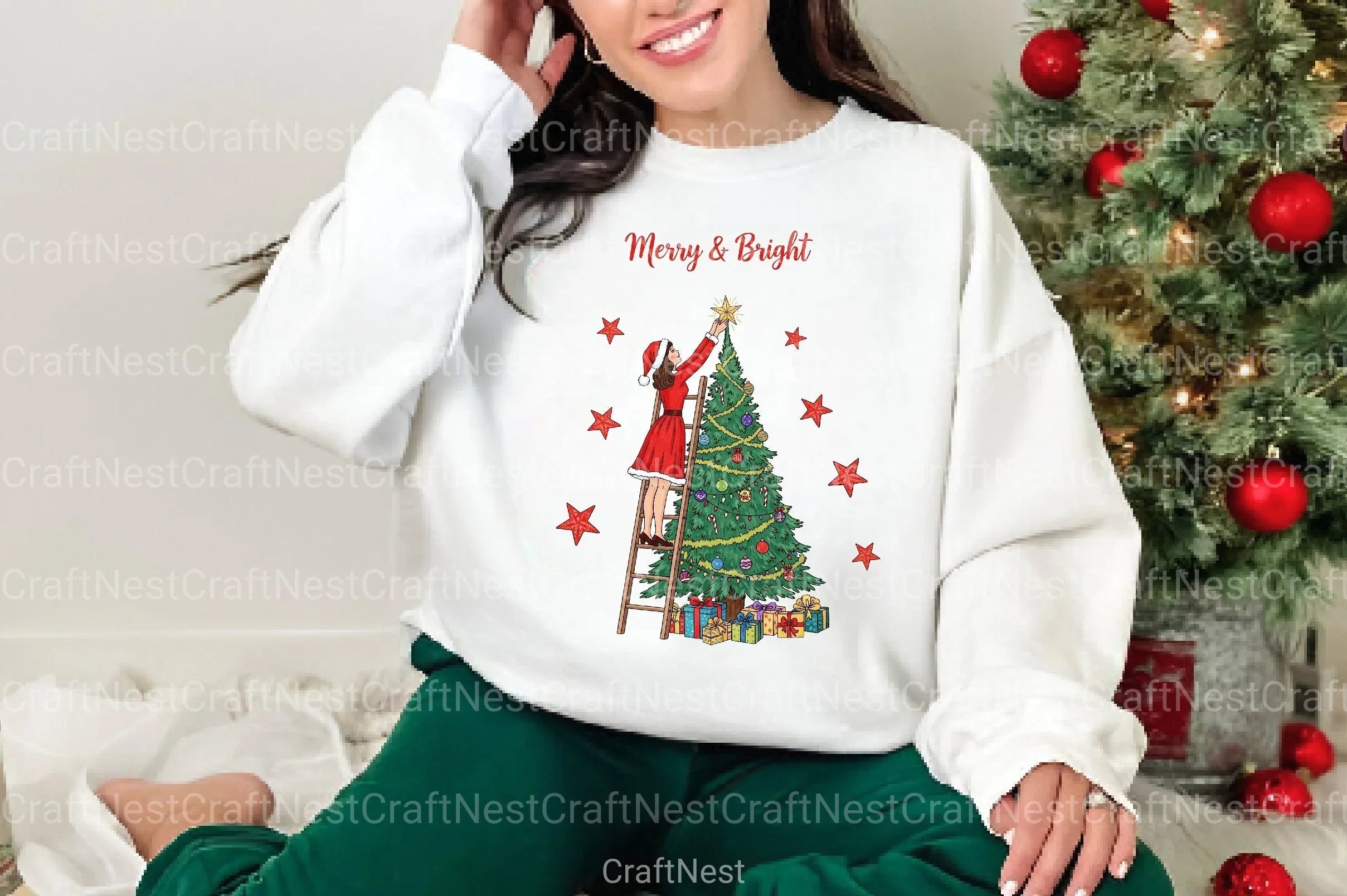 Vintage Christmas Merry & Bright Clipart Bundle