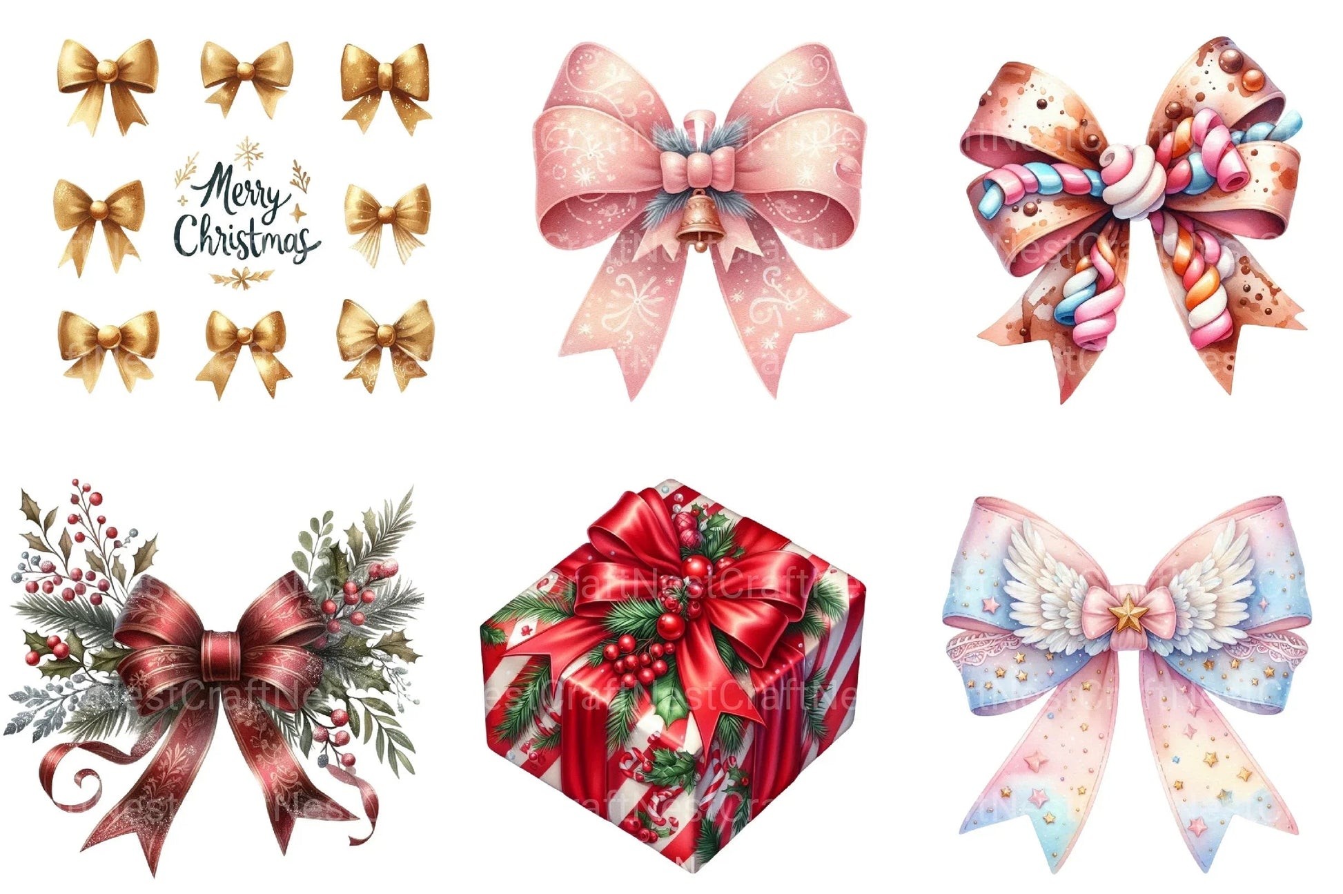 Christmas Libbey Wrap & Bow Clipart Bundle - CraftNest - Digital Crafting and Art