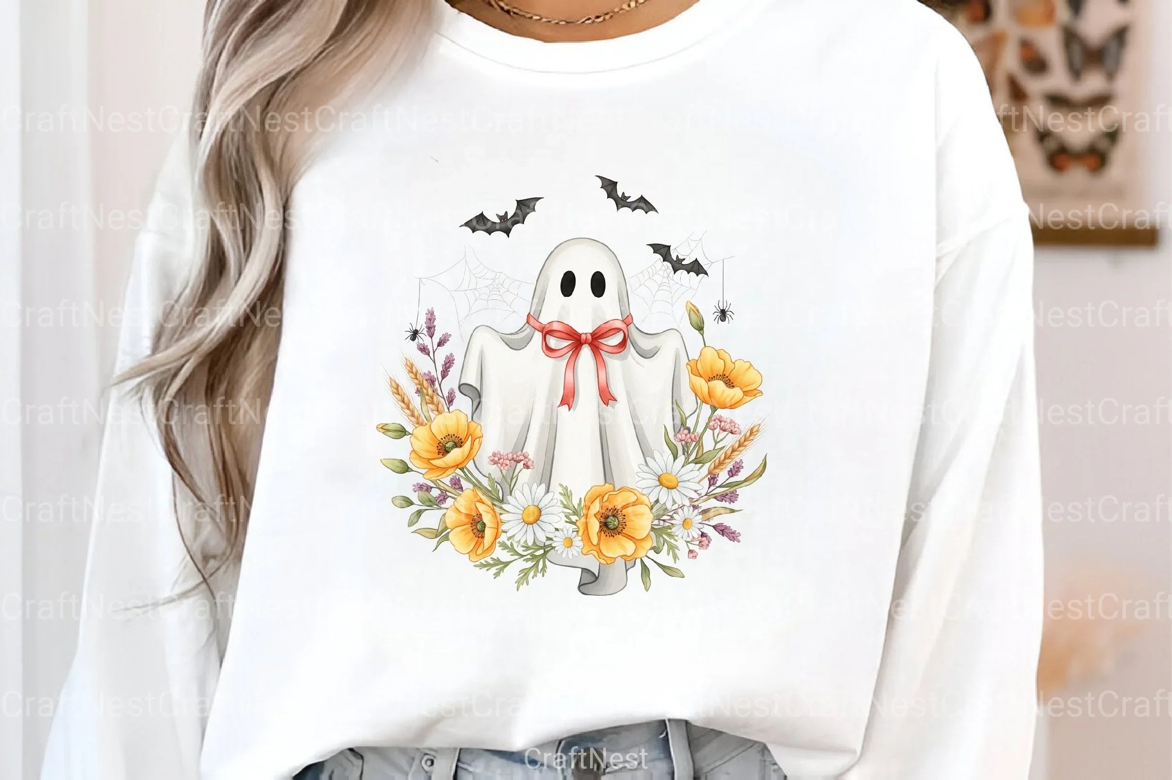 Cute Floral Halloween Lace Ghost Clipart Bundle 2 - CraftNest - Digital Crafting and Art