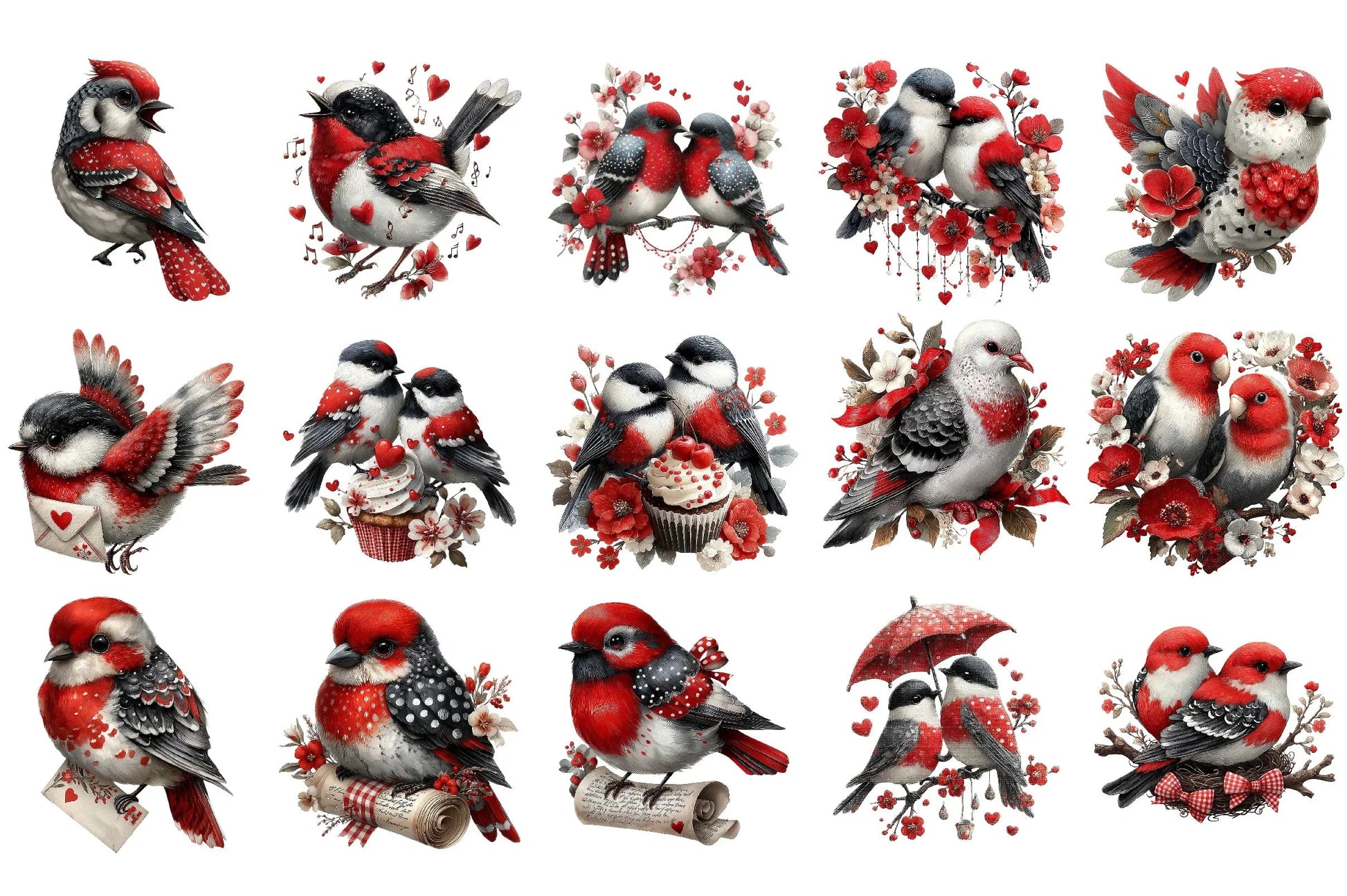 Valentine Birds Clipart Bundle - CraftNest - Digital Crafting and Art