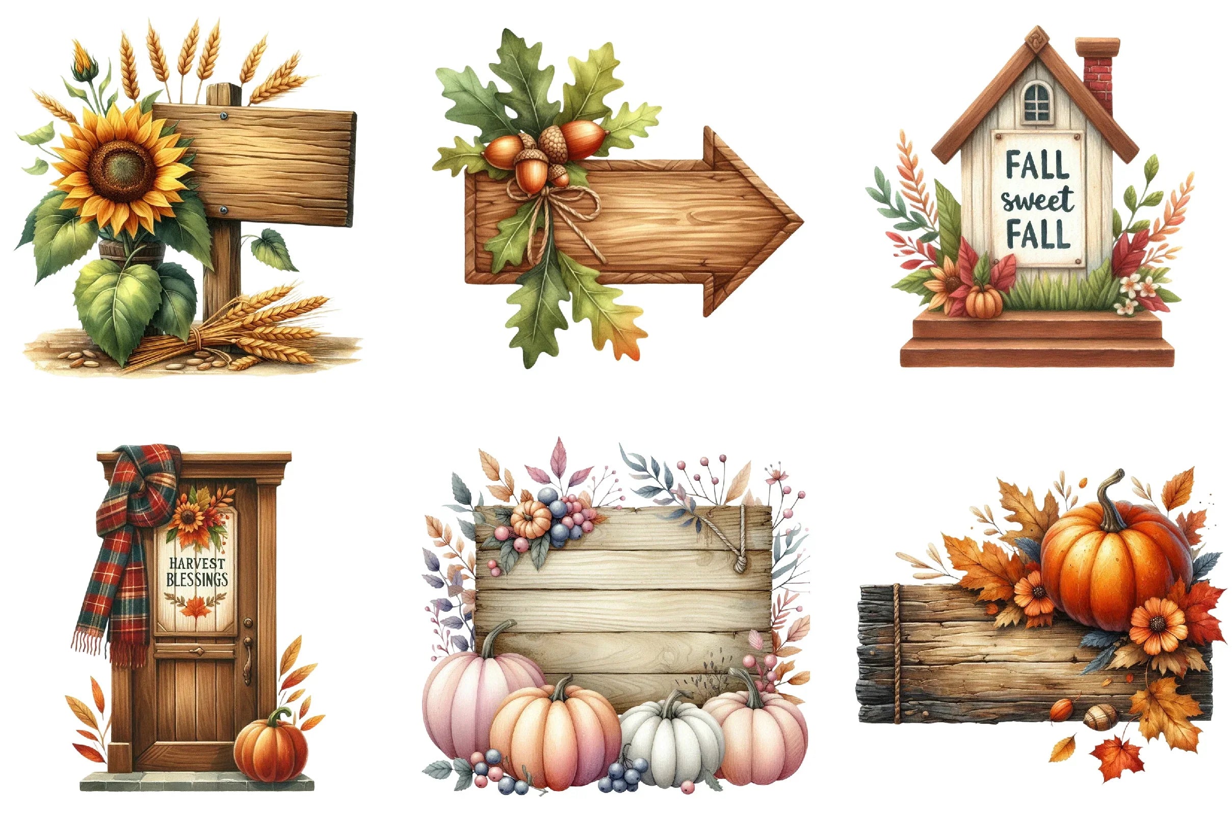 Autumn Wooden Signs Clipart Bundle - CraftNest - Digital Crafting and Art