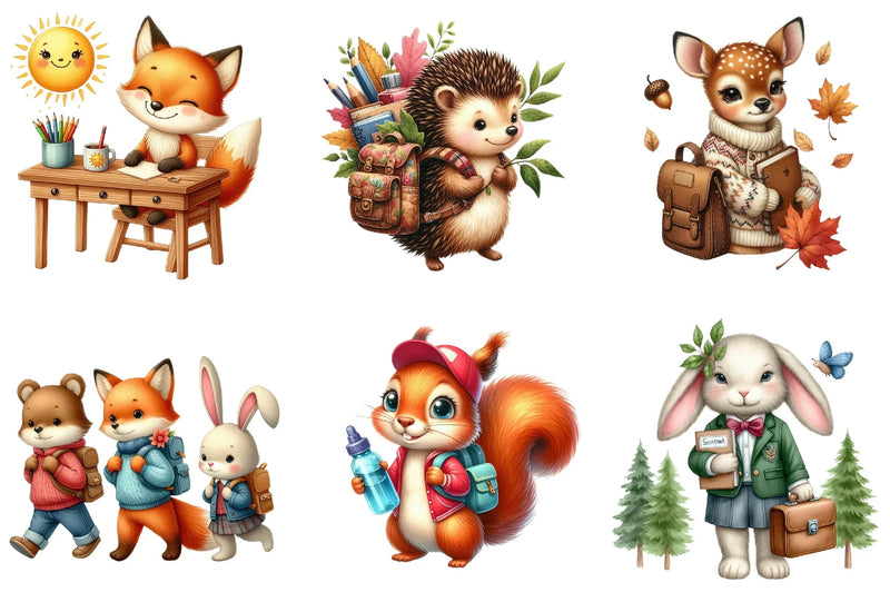 Woodland Animal Student Clipart Bundle - CraftNest - Digital Crafting and Art