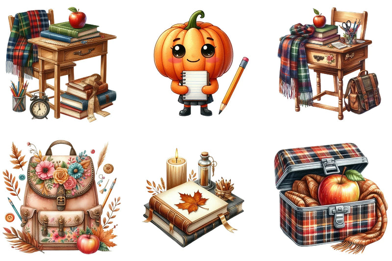 Autumn Back to School Design Clipart Bundle - CraftNest - Digital Crafting and Art
