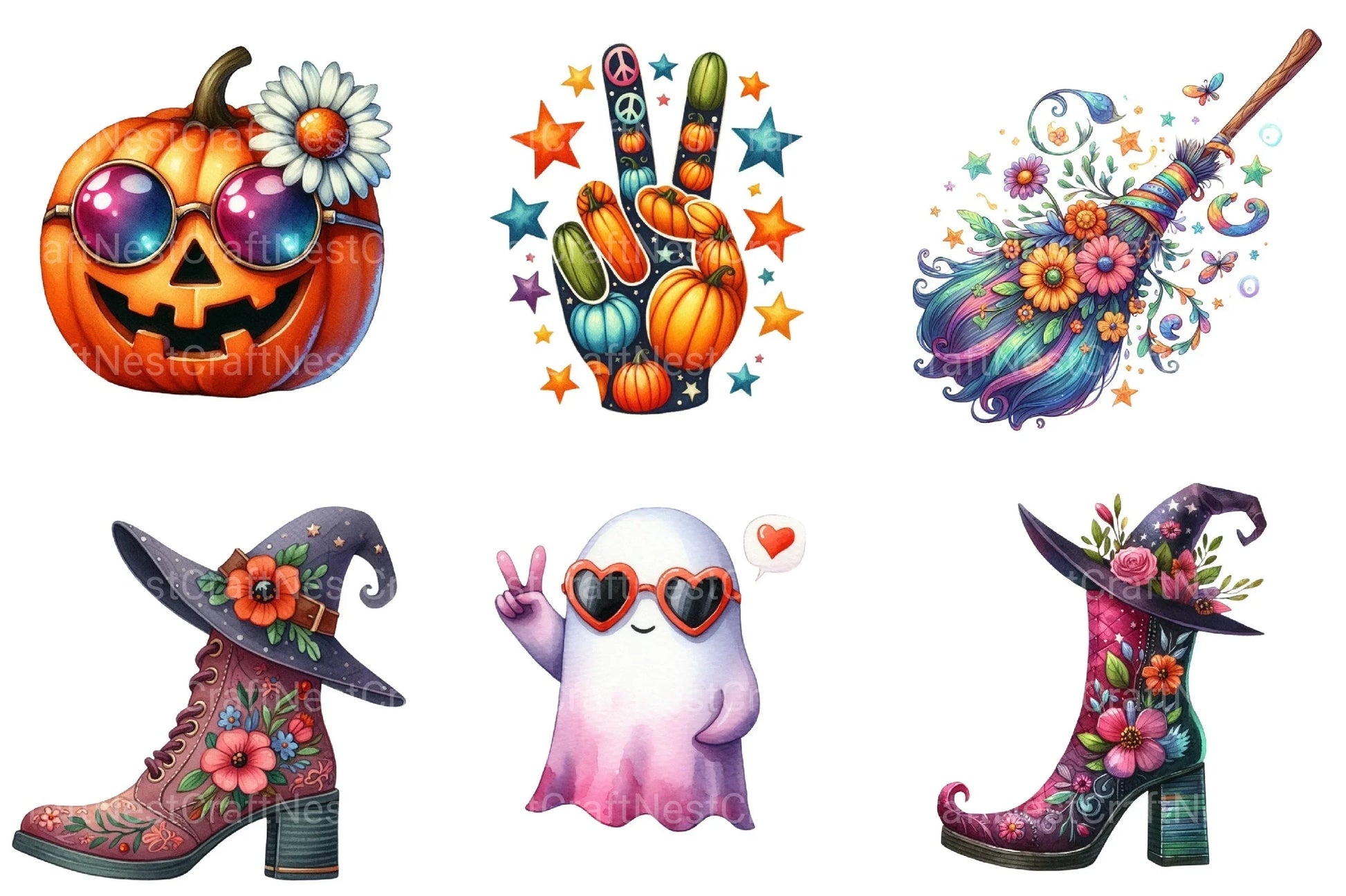 Groovy Halloween Clipart Bundle 26 - CraftNest - Digital Crafting and Art