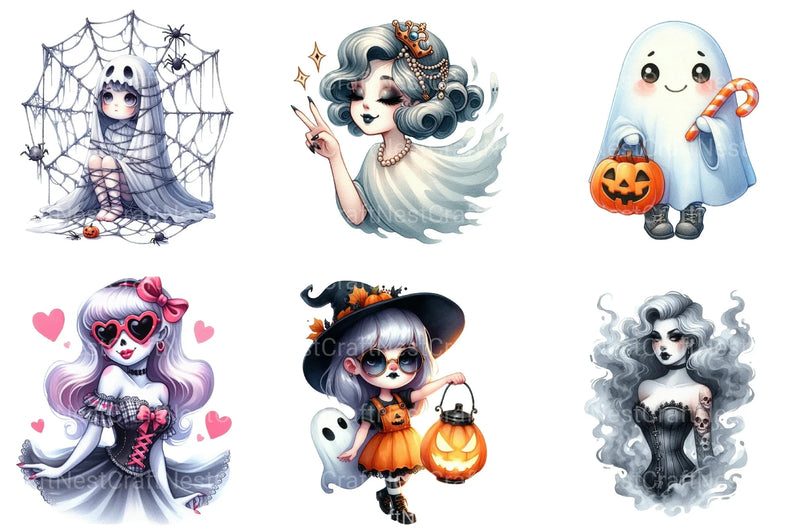 Pin Up Ghost Girl Clipart Bundle - CraftNest - Digital Crafting and Art