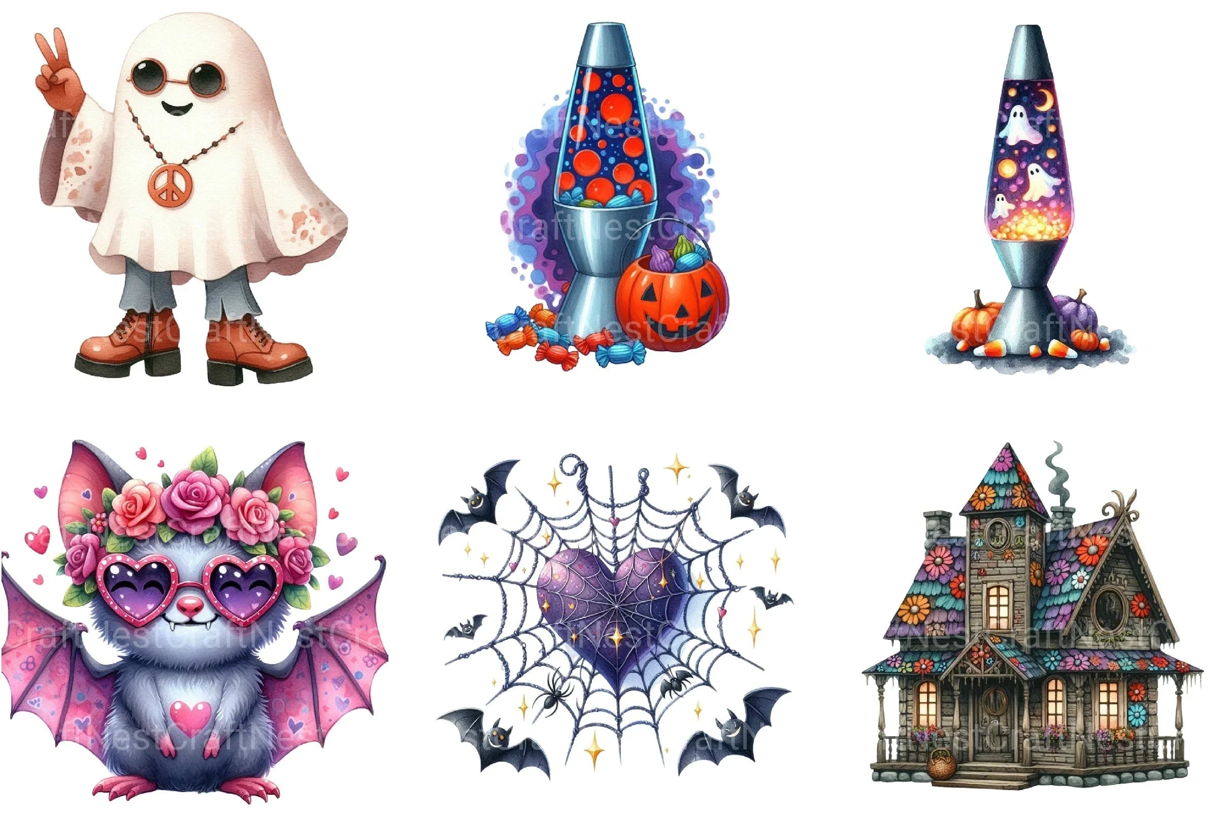 Retro Halloween Clipart Bundle 1 - CraftNest - Digital Crafting and Art