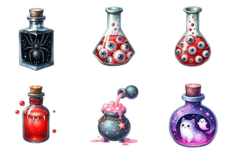 Halloween Potion Bottle Clipart Bundle - CraftNest - Digital Crafting and Art