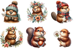 Cute Beaver Woodland Animals Clipart Bundle - CraftNest - Digital Crafting and Art