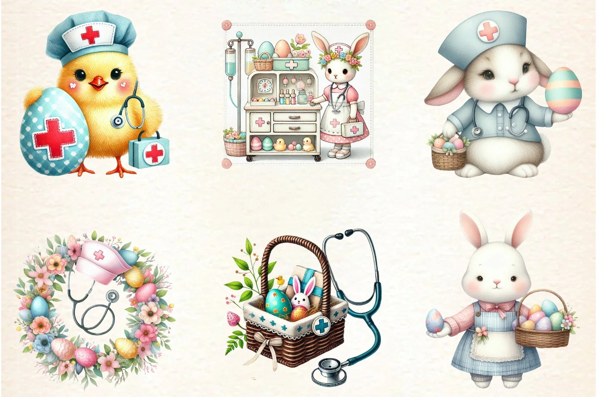 Retro Easter Nurse Clipart Bundle - CraftNest - Digital Crafting and Art