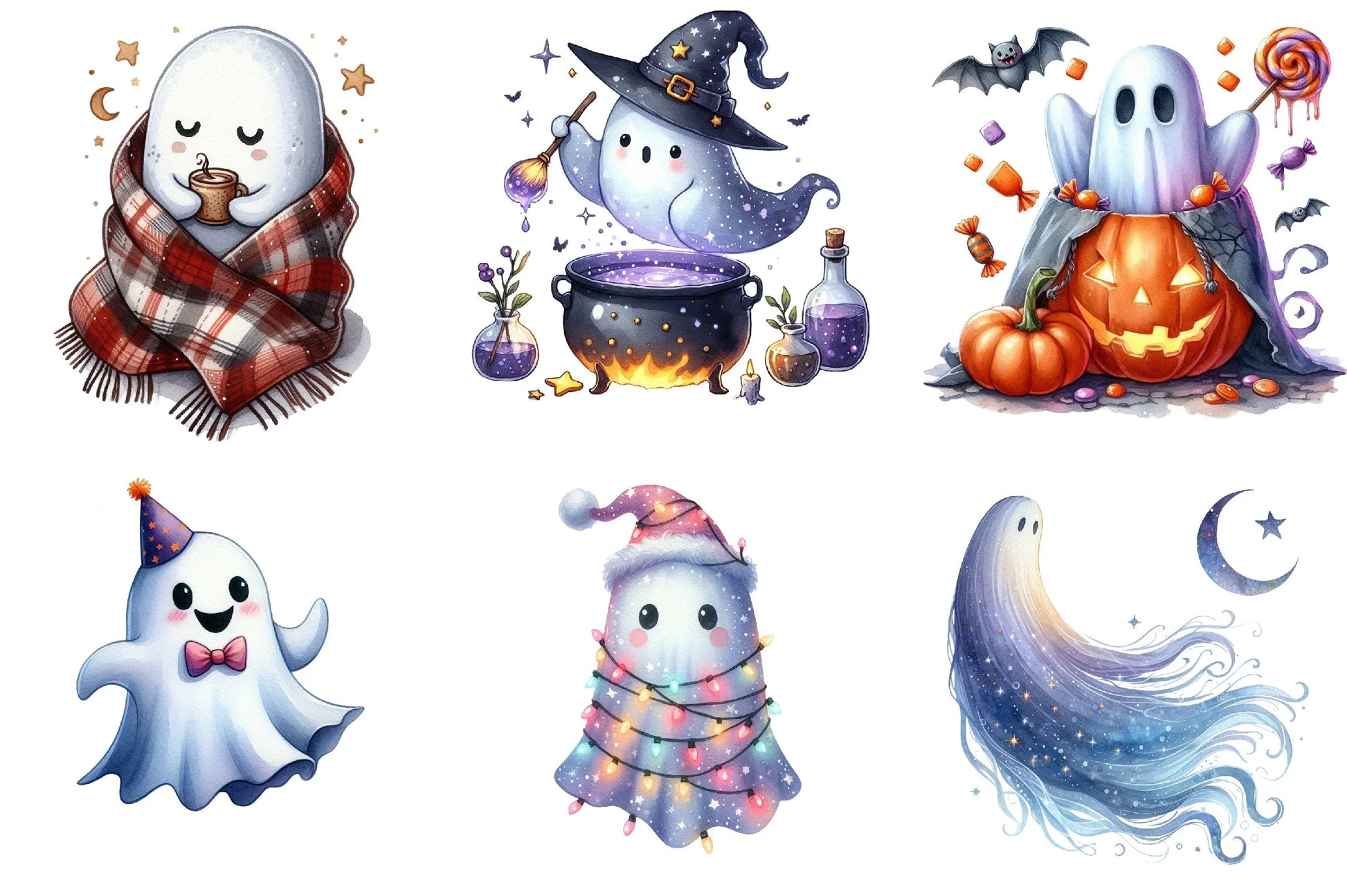 Halloween Ghosts Clipart Bundle - CraftNest - Digital Crafting and Art