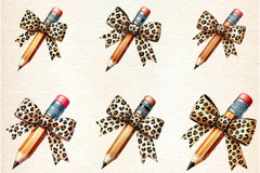 Leopard Bow Pencil Teacher Clipart Bundle - CraftNest - Digital Crafting and Art