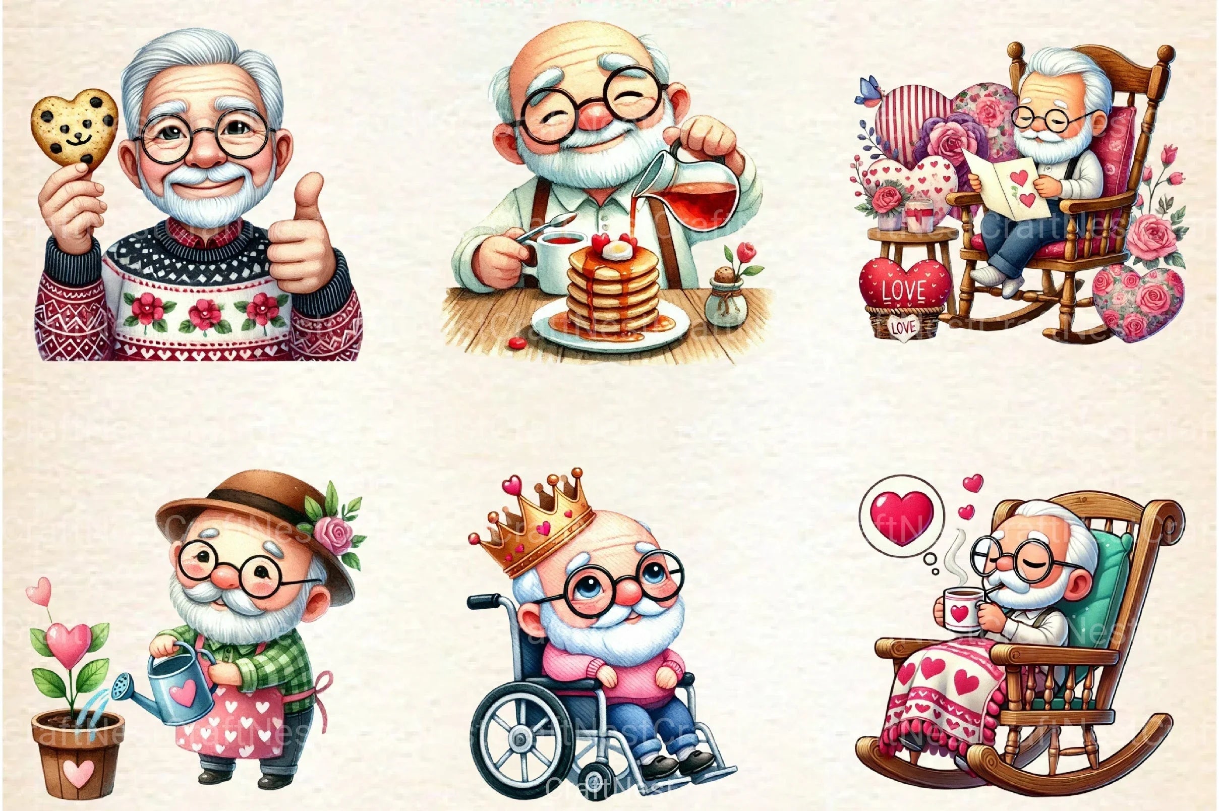 Funny Valentine's Grandpa Clipart Bundle 2 - CraftNest - Digital Crafting and Art