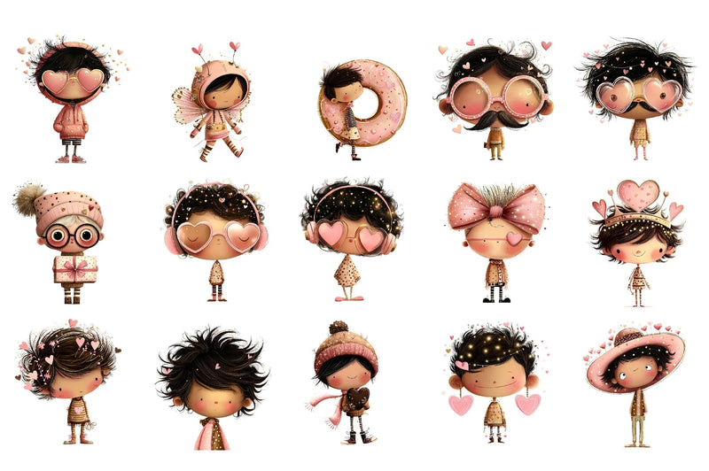 Quirky Valentine Boy Portrait Clipart Bundle - CraftNest - Digital Crafting and Art