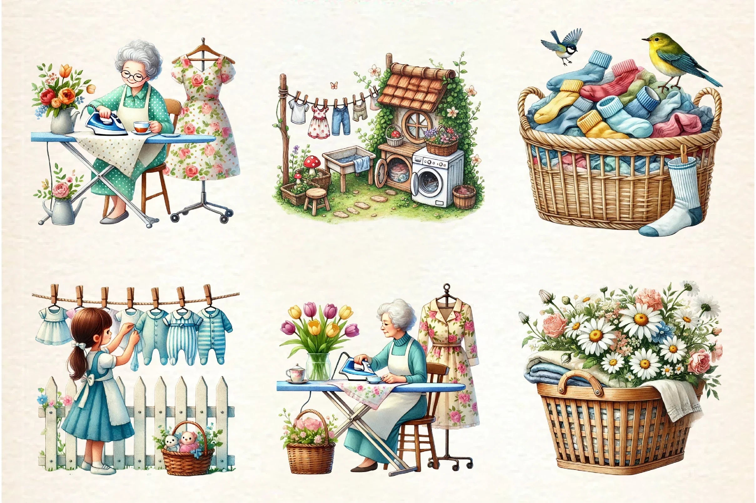 Spring Laundry Clipart Bundle - CraftNest - Digital Crafting and Art