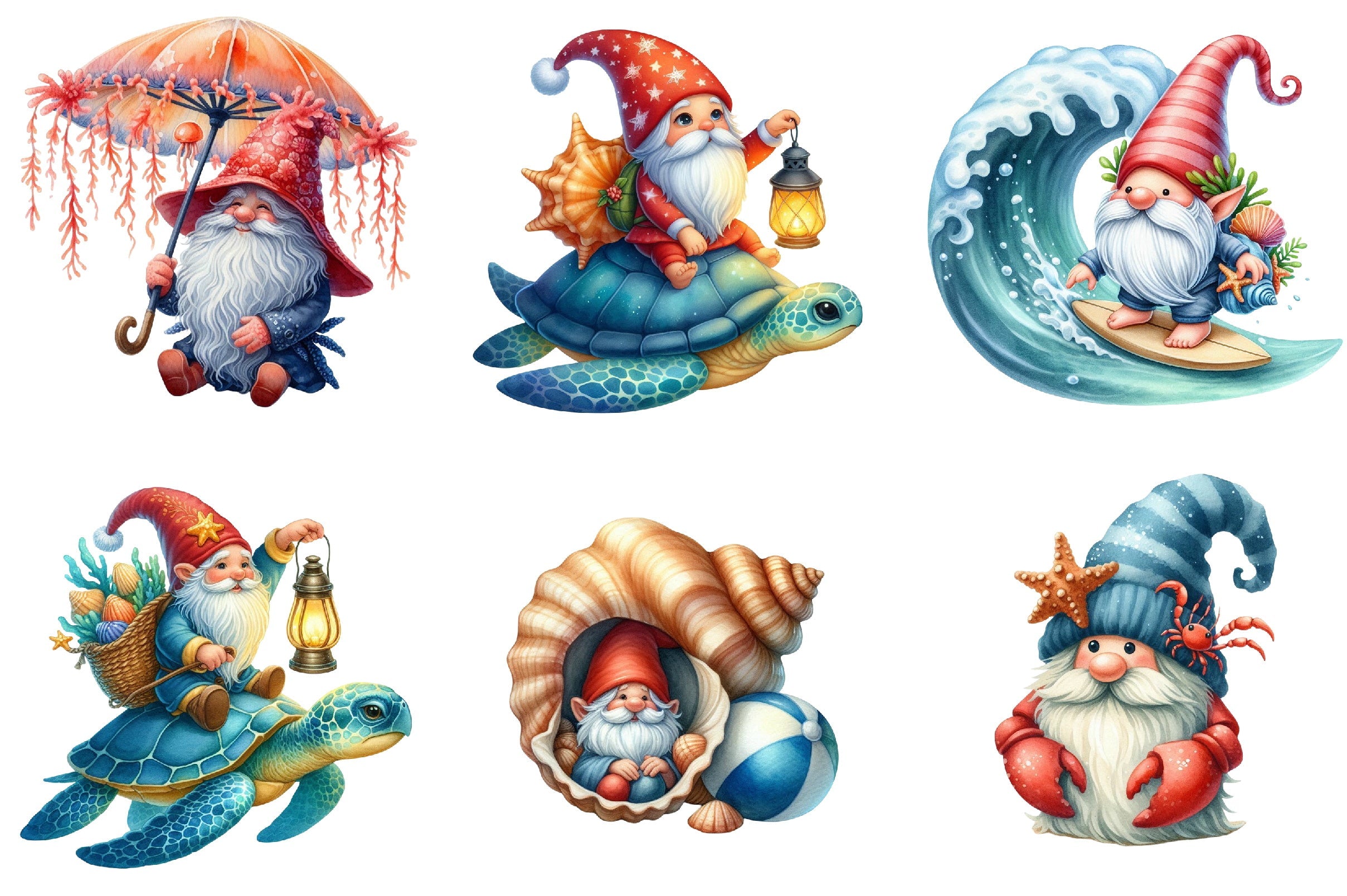 Seashell Gnome Clipart Bundle