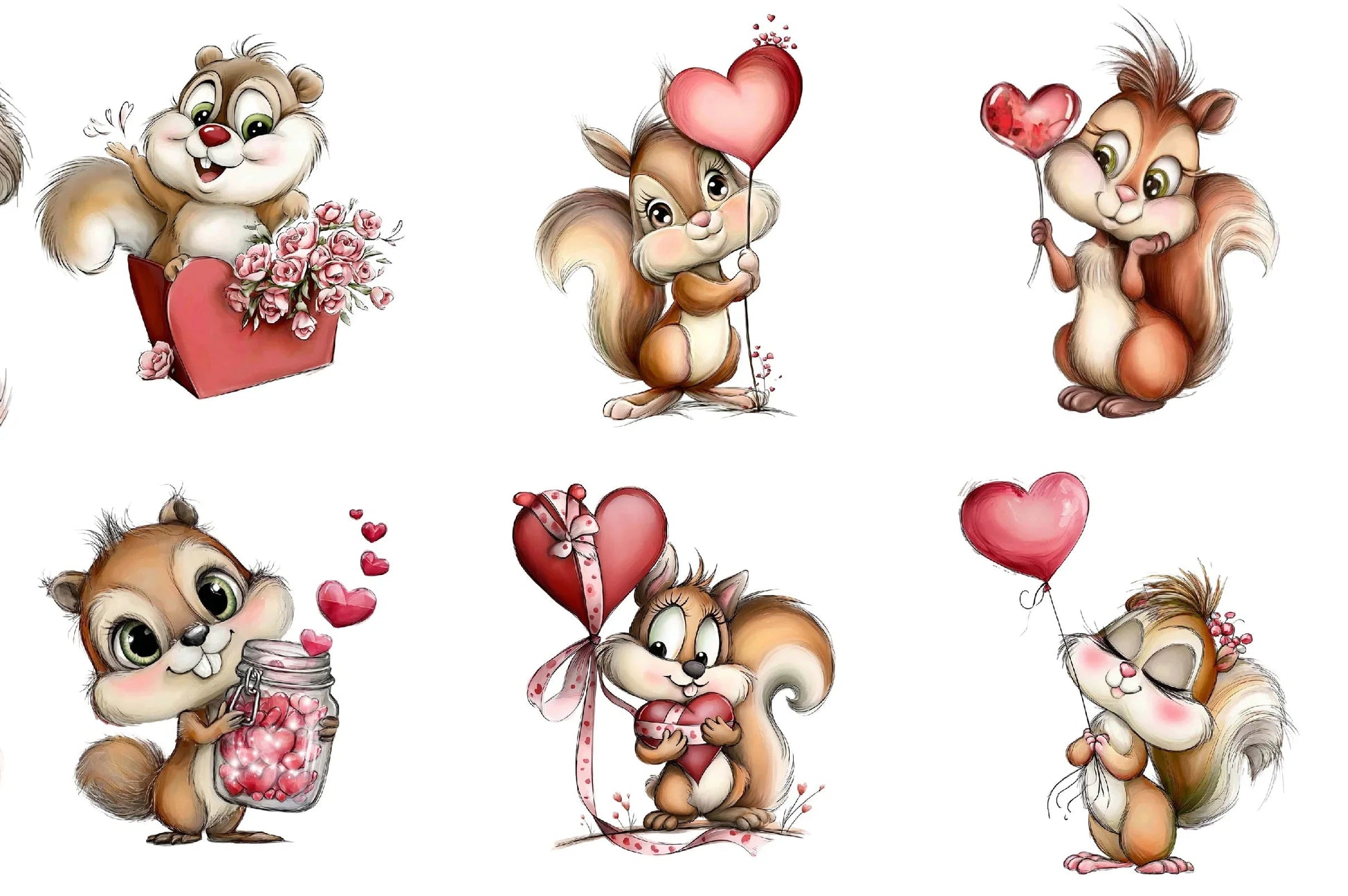 Sweetheart Squirrels Clipart Bundle - CraftNest - Digital Crafting and Art