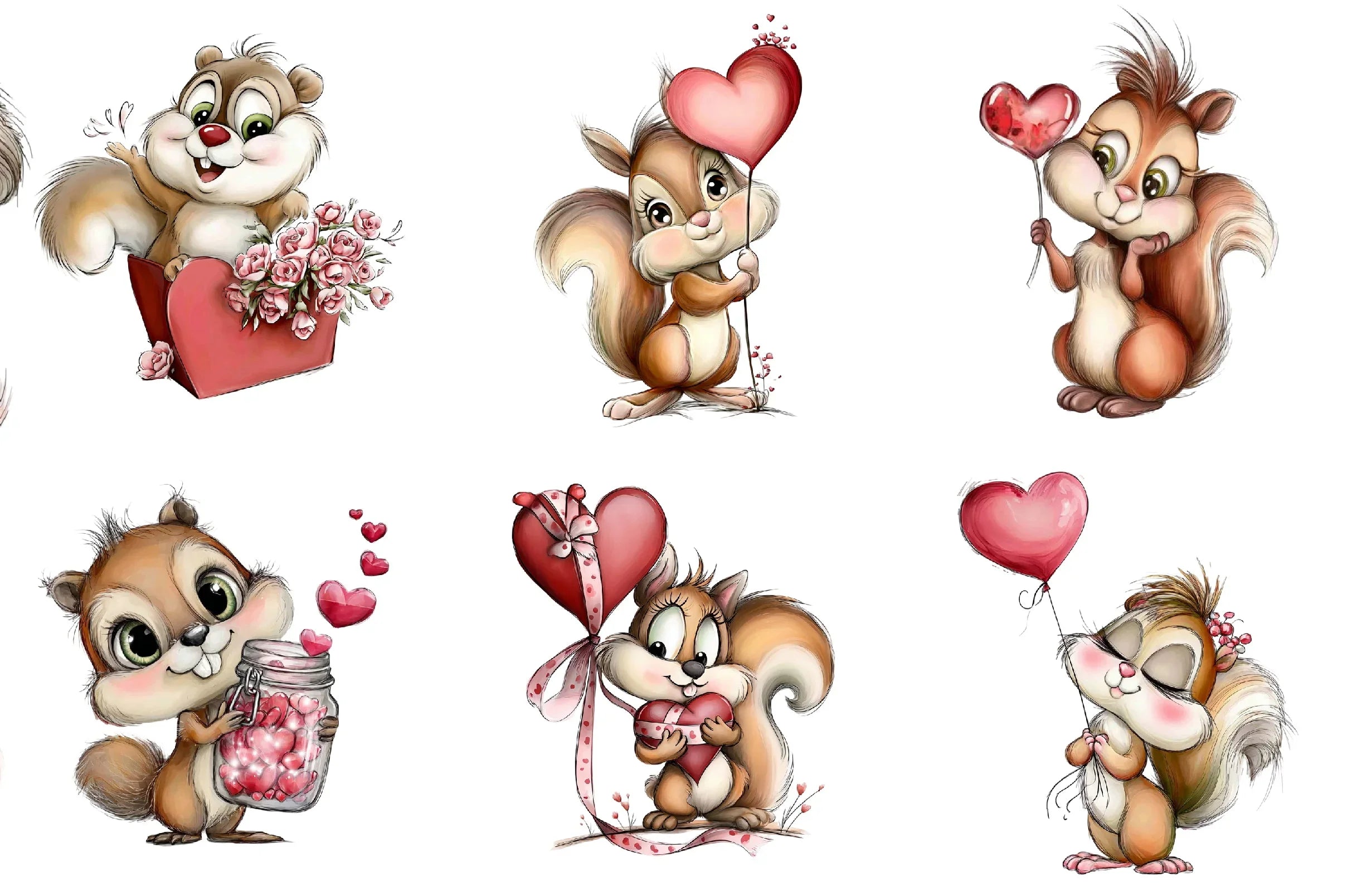 Sweetheart Squirrels Clipart Bundle - CraftNest - Digital Crafting and Art
