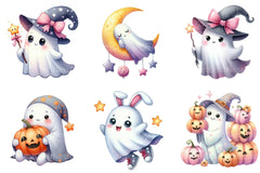 Halloween Cute Ghost Clipart Bundle 99 - CraftNest - Digital Crafting and Art