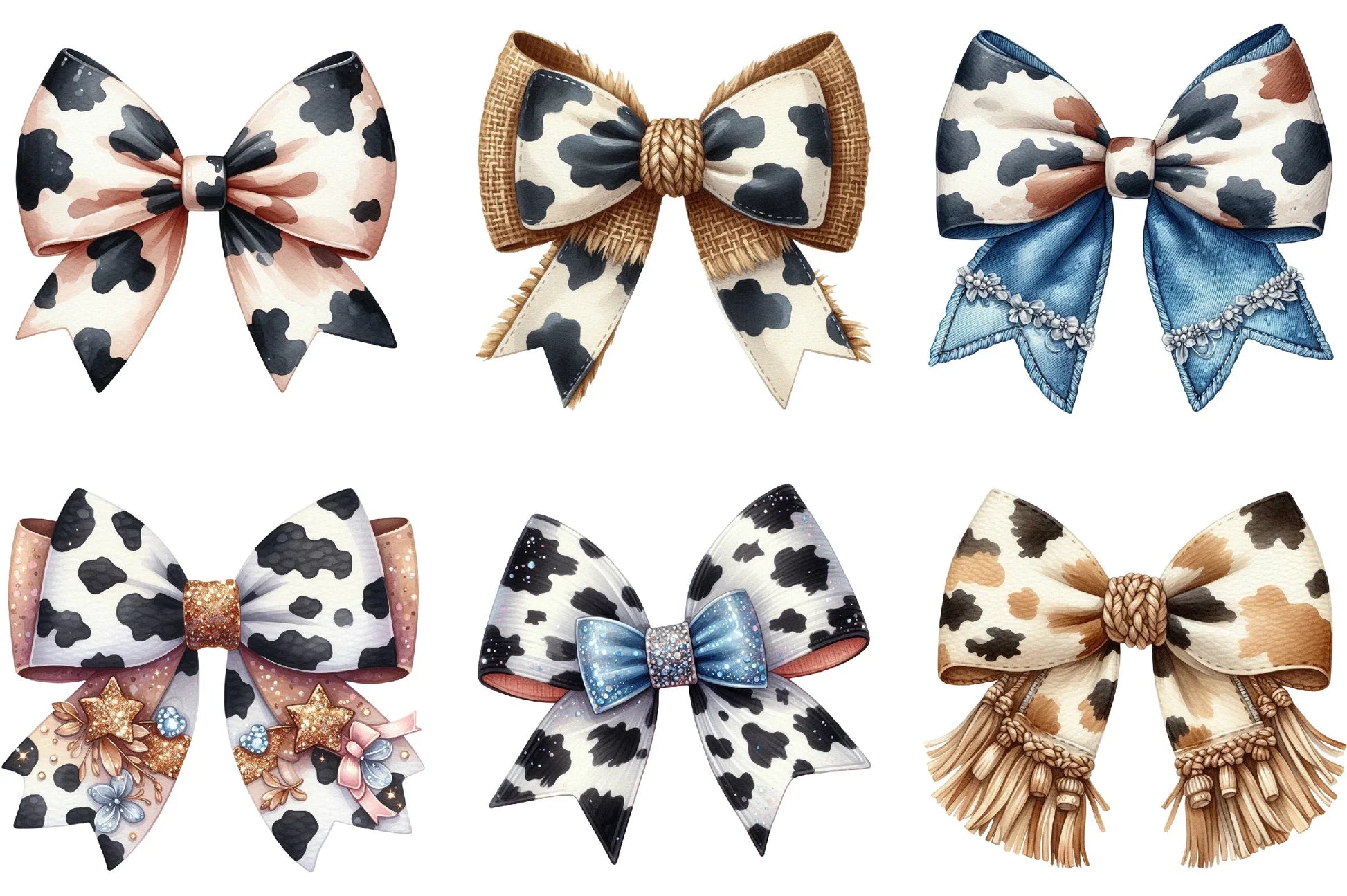 Cow Print Bow Clipart Bundle - CraftNest - Digital Crafting and Art