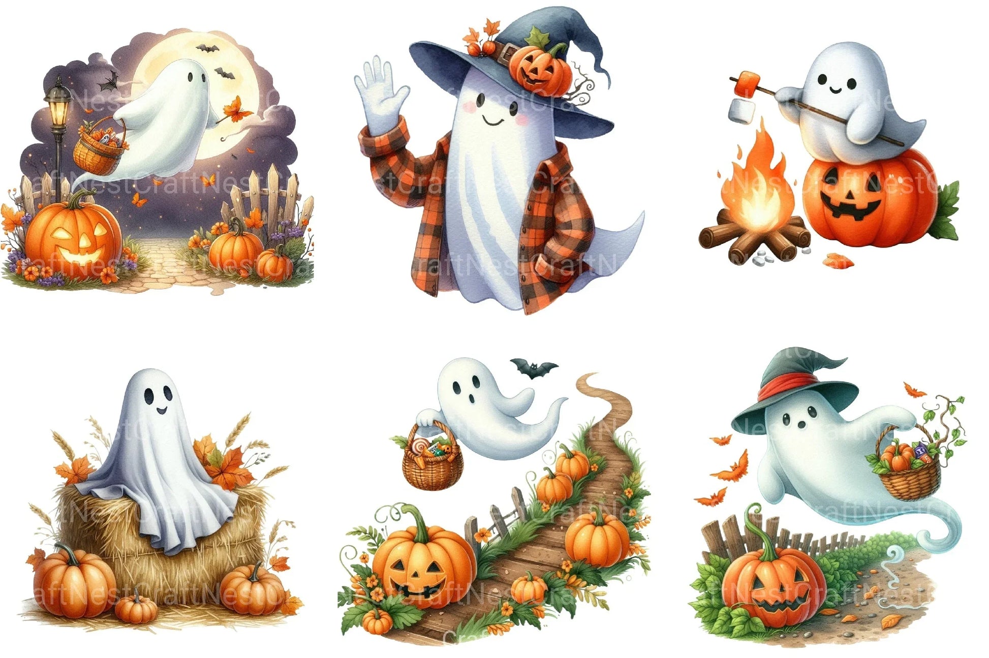 Ghost Fall Halloween Clipart Bundle - CraftNest - Digital Crafting and Art