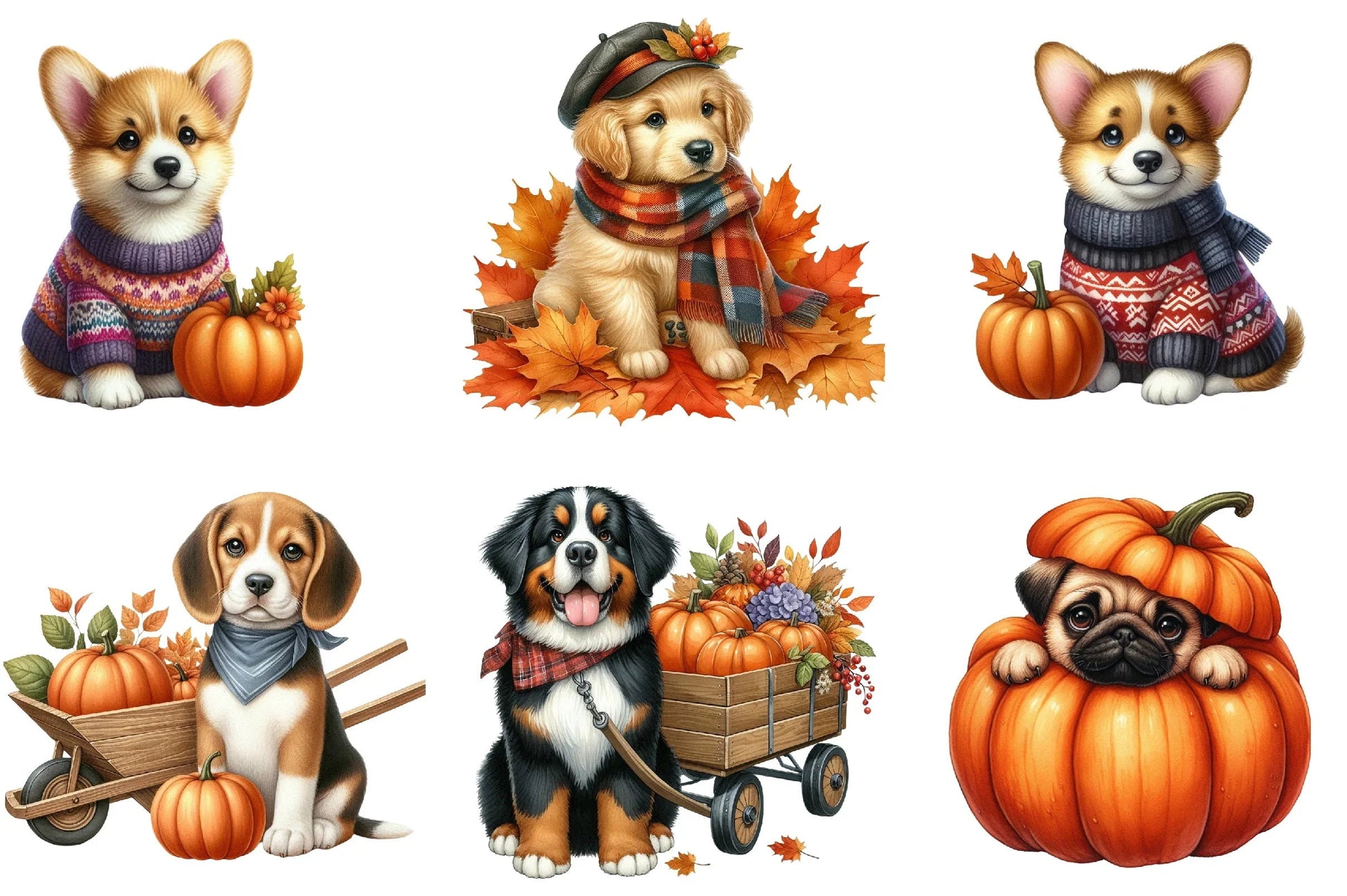Autumn Dog Clipart Bundle - CraftNest - Digital Crafting and Art