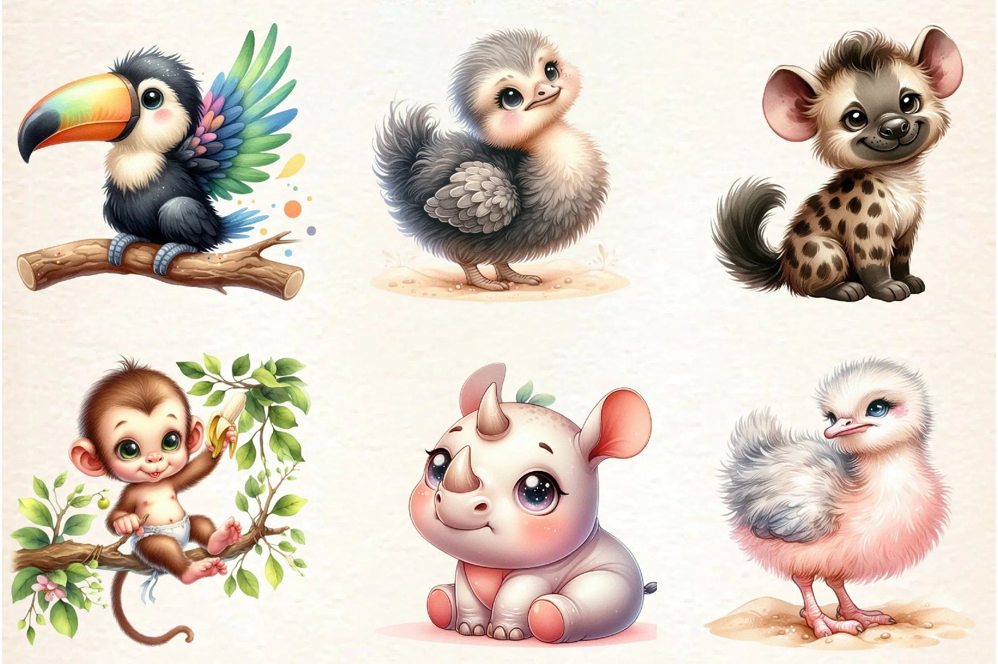 Kawaii Safari Animal Clipart Bundle - CraftNest - Digital Crafting and Art