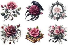 Pink Gothic Roses Clipart Bundle - CraftNest - Digital Crafting and Art