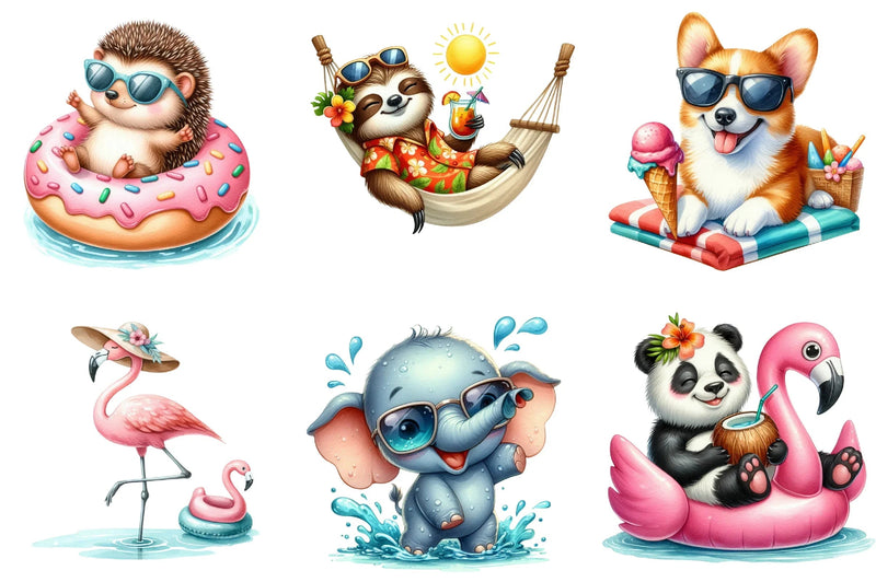 Summer Cute Animals Clipart Bundle - CraftNest - Digital Crafting and Art
