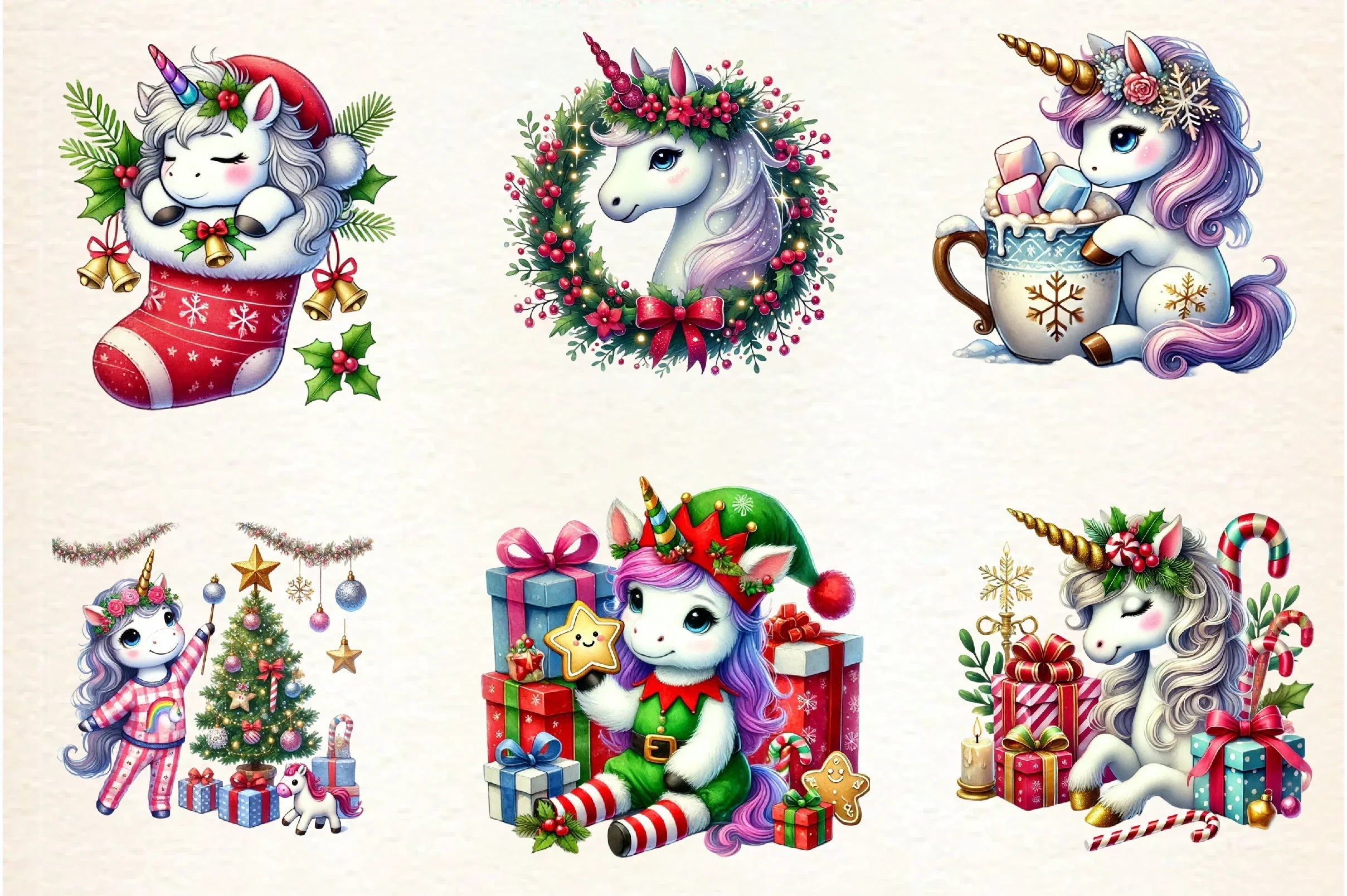 Christmas Unicorn Clipart Bundle - CraftNest - Digital Crafting and Art